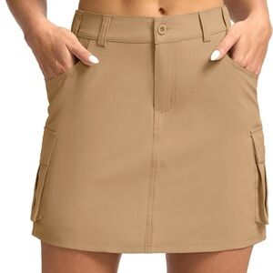 Casual Cargo Pocket Mini Skort - Large, Dark khaki
